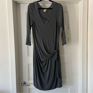 3/4 sleeve gray cotton dress